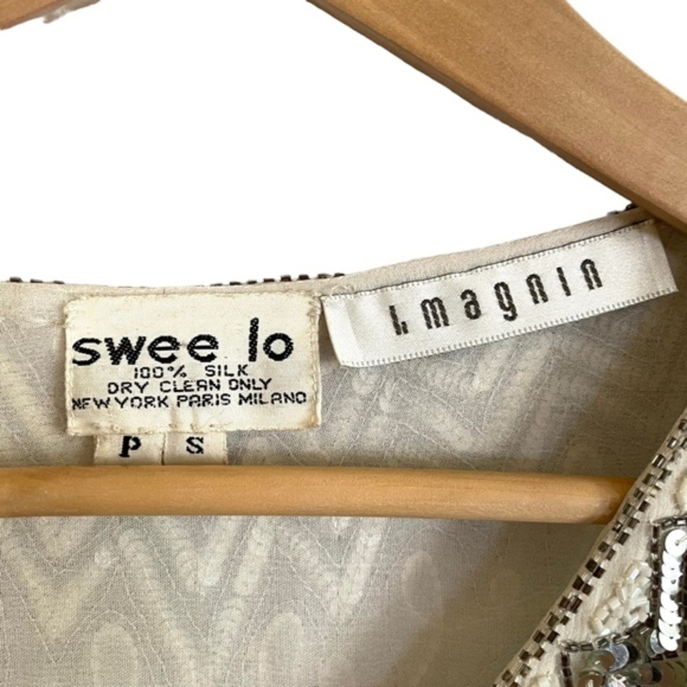 Vintage Swee Lo for I. Magnin Beaded Sequin Silk Top Blouse OOAK - Picture 4 of 10